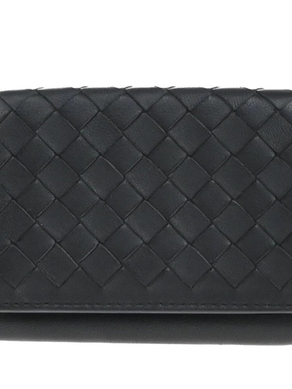 BOTTEGA VENETA INTRECCIATO Trifold Compact Wallet Leather Black Italy 31KP054